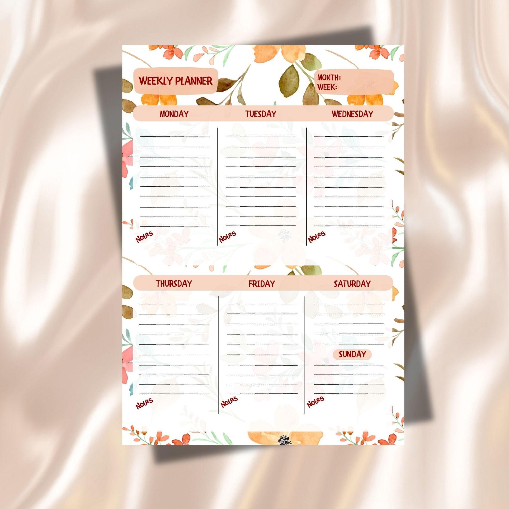 Digital Weekly Planner | Printable Planner Template | Simple Schedule ...