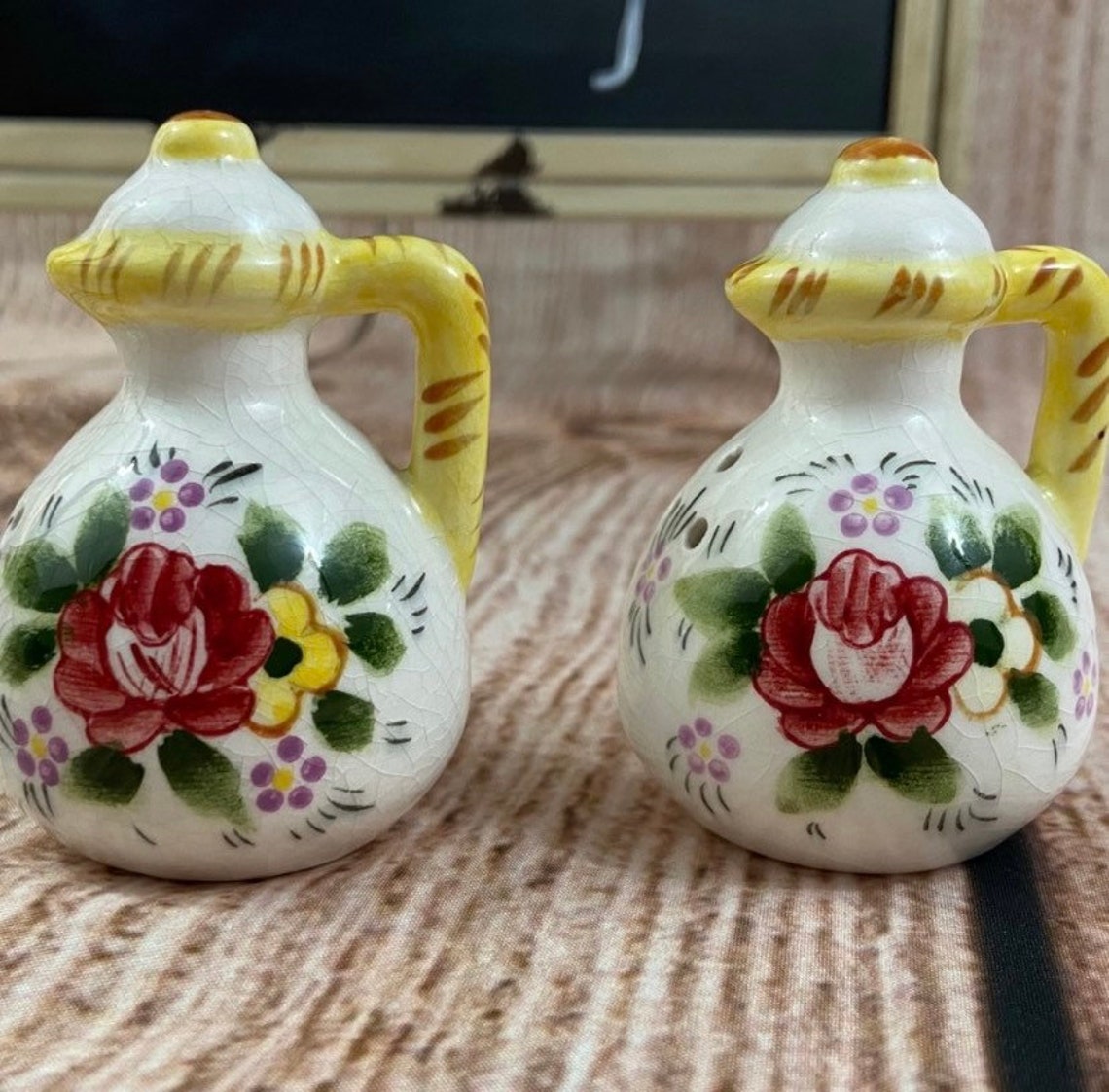 Vintage Japan Salt & Pepper Shakers with Painted Flowers Etsy