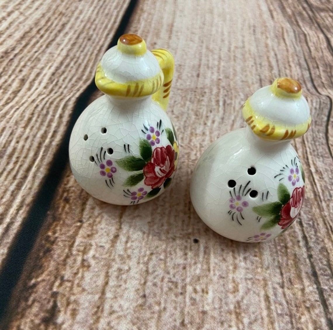 Vintage Japan Salt & Pepper Shakers with Painted Flowers Etsy
