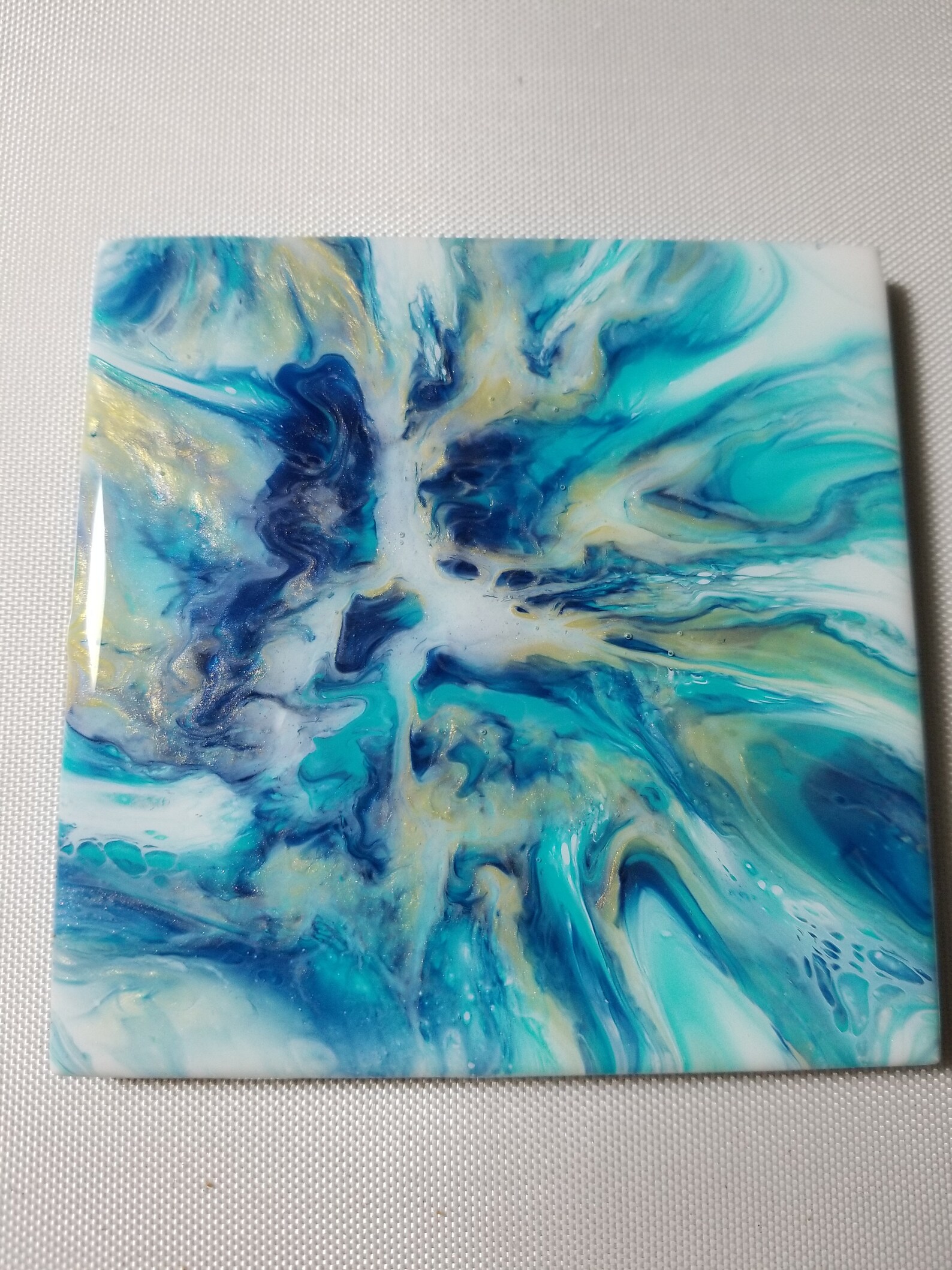 Beautiful Ceramic Tile Original Acrylic Painted Coasters Etsy