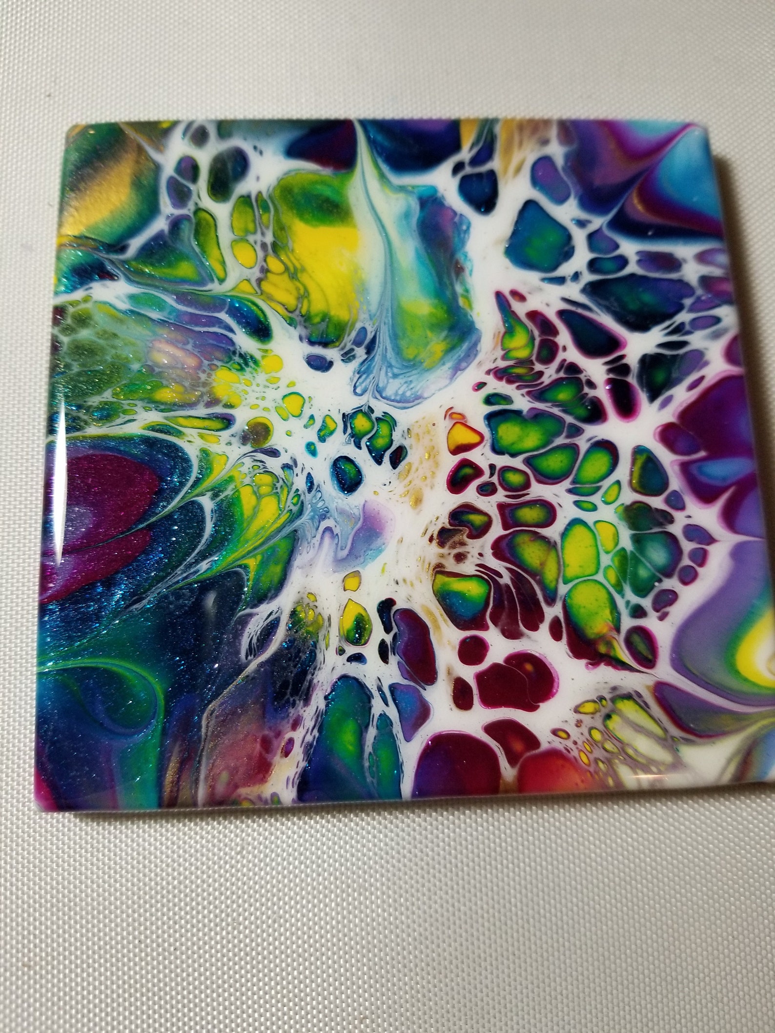 Beautiful Ceramic Tile Original Acrylic Painted Coasters Etsy