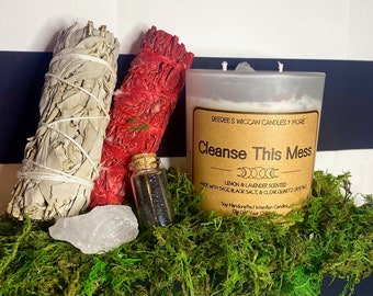 Cleansing Crystal Candle | Intention Candle | Smudge Candle | Black Salt Candle