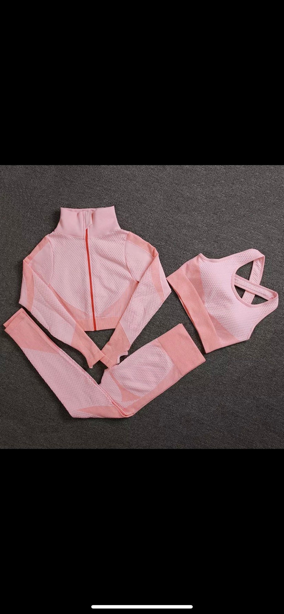 3 Pc Matching Top y Leggings Gym Set Etsy