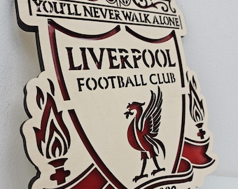 Handmade Liverpool F.C. Crest Wall Art - Wooden and Epoxy Resin Plaque - Custom Liverpool F.C. Emblem - Unique Home Decor Gift