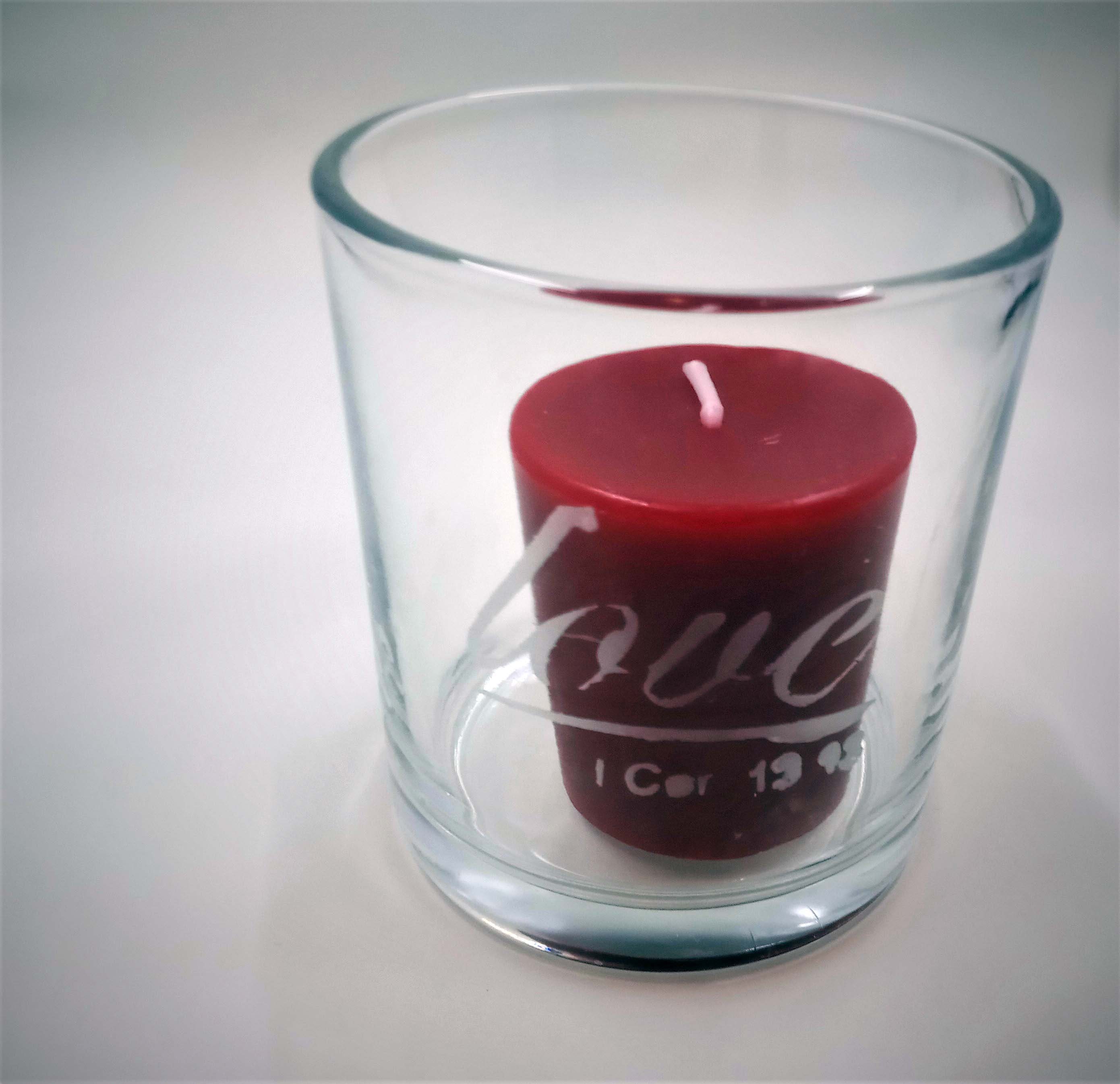 Three Votive Candle Holders/Faith Hope Love/Etched Glass Etsy