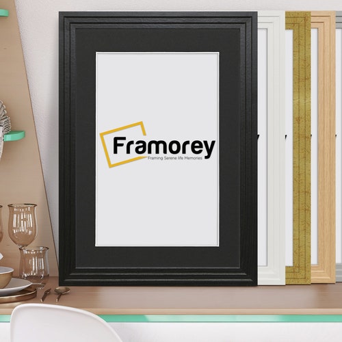 Black Photo Frame With Mounts Wooden Effect Square Picture Etsy UK