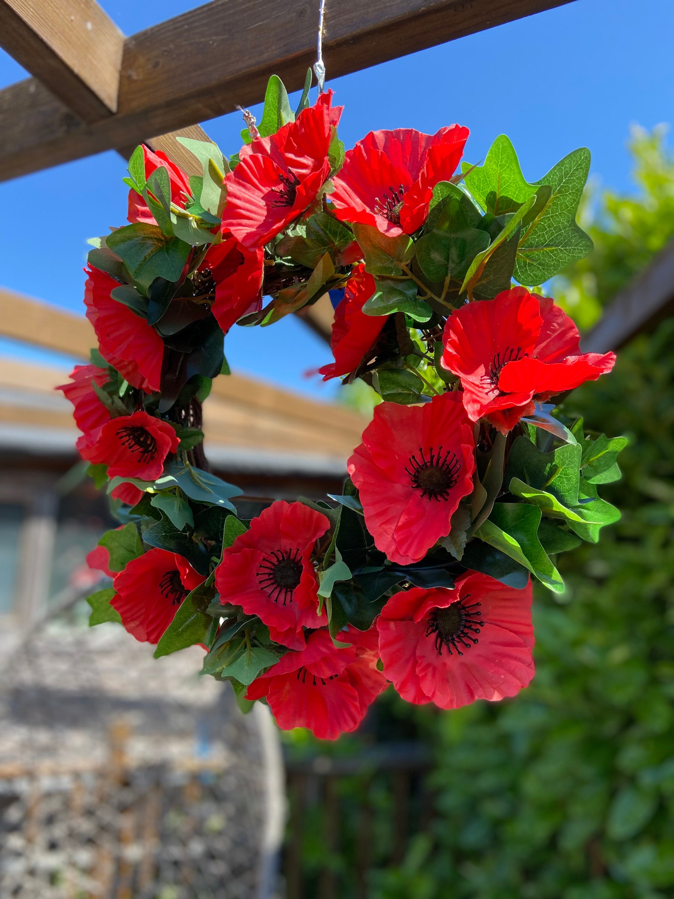 Red Poppy Door Wreath UK Remembrance Day Wreath Faux Floral Etsy UK