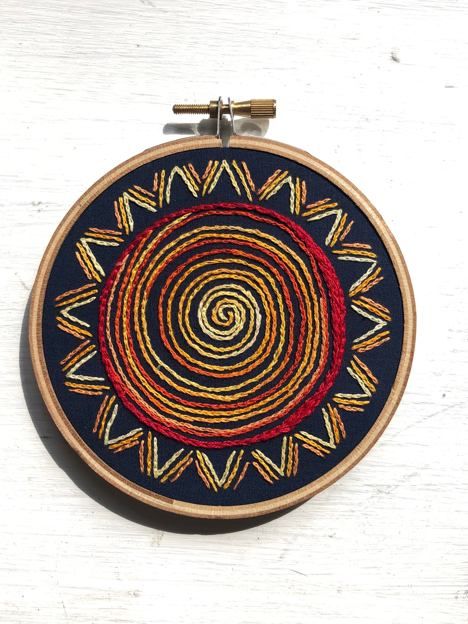 Hand Embroidered Wall Decoration Sun Etsy