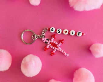 Handmade Lizard Beaded Y2K Nostalgia Keychain, 90s 2000s Millennial Throwback Custom Bag Charm