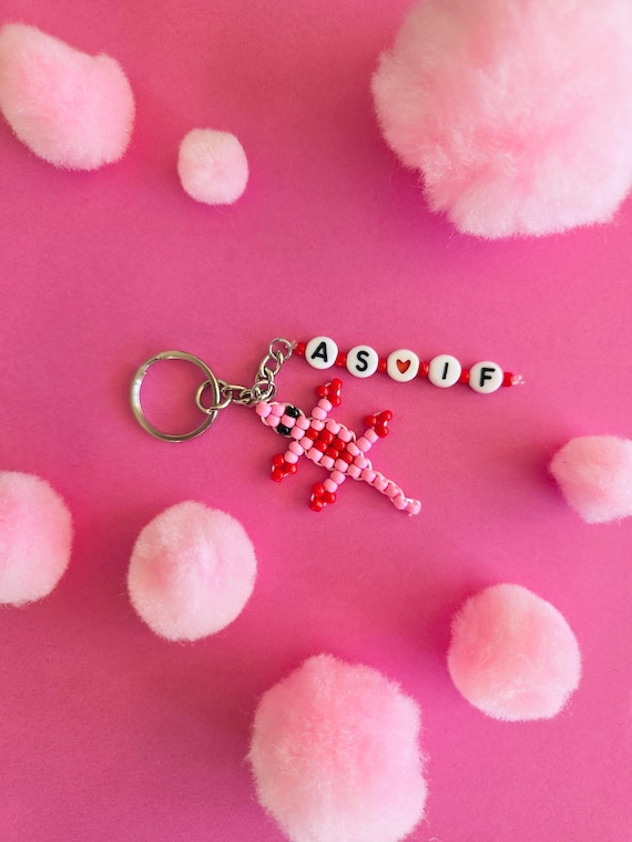 Handmade Lizard Beaded Y2K Nostalgia Keychain, 90s 2000s Millennial Throwback Custom Bag Charm