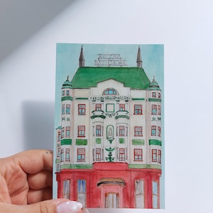 Postales Ilustradas / Belgrado Serbia / Arquitectura Europea / Pintura de acuarela
