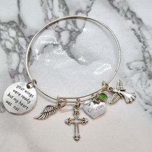 Your wings were ready, but my heart was not - Memorial Bracelet for loss of Cousin - Sympathy Gift - Funeral Gift