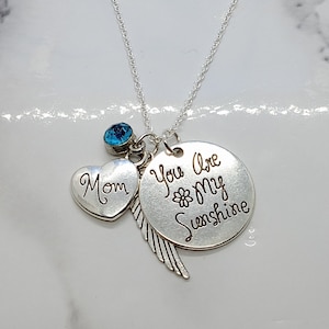 You are my sunshine... Memorial Necklace A piece of my heart is in heaven for loss of Mom Mother