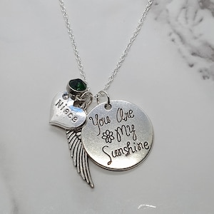 You are my sunshine... Memorial Necklace A piece of my heart is in heaven for loss of Niece