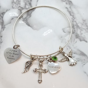 Een stukje van mijn hart is in de hemel - Herdenkingsarmband voor verlies van oma Oma - Sympathiegeschenk - Begrafeniscadeau