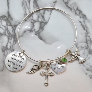 Your wings were ready, but my heart was not - Memorial Bracelet for loss of Husband - Sympathy Gift - Funeral Gift