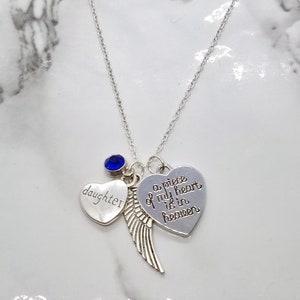 A Piece of My Heart is in Heaven - Memorial Necklace for loss of Daughter - Sympathy Gift - Memorial Gift