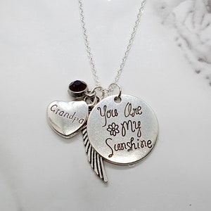 You are my sunshine... Memorial Necklace A piece of my heart is in heaven for loss of Grandpa Grandfather
