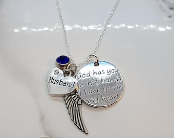 God has you in His hands I have you in my heart - Memorial Necklace for loss of Husband Sympathy Funeral Gift