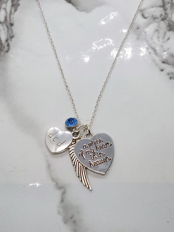 A Piece of My Heart is in Heaven Memorial Necklace for loss of Dad  Father- Sympathy Gift Memorial Gift
