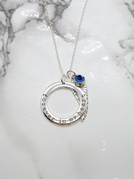 Forever in my heart Memorial necklace for loss of mom, dad, grandma,  grandpa, sister, brother, son, daughter, cousin, friend, granddaughter
