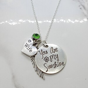 You are my sunshine... Memorial Necklace A piece of my heart is in heaven for loss of Wife