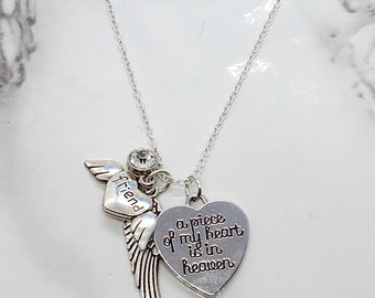 A Piece of My Heart is in Heaven - Memorial Necklace for loss of Friend - Sympathy Gift - Memorial Gift