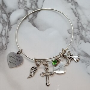 A piece of my heart is in heaven - Memorial Bracelet for loss of Daughter - Sympathy Gift - Funeral Gift