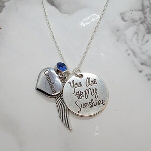 You are my sunshine... Memorial Necklace A piece of my heart is in heaven for loss of Grandson
