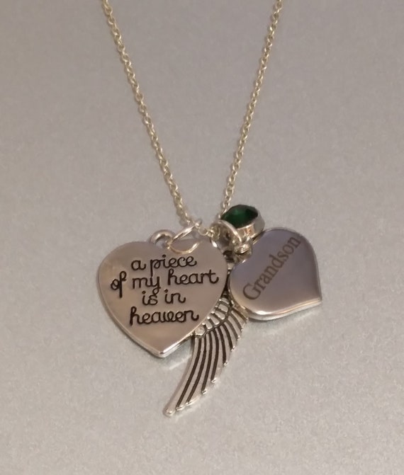 Memorial Necklace Loss of Loved One A Piece Of My Heart Is In Heaven Necklace 