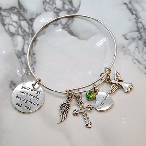 Your wings were ready, but my heart was not - Memorial Bracelet for loss of Grandpa Grandfather - Sympathy Gift - Funeral Gift