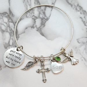 Your wings were ready, but my heart was not - Memorial Bracelet for loss of Son  Sympathy Gift - Funeral Gift