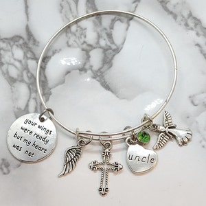 Your wings were ready, but my heart was not - Memorial Bracelet for loss of Uncle - Sympathy Gift - Funeral Gift