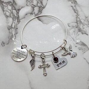 I will hold you in my heart until I hold you in heaven - Memorial Bracelet - Sympathy Gift - Funeral Gift  with initials and birthstone