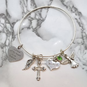 A piece of my heart is in heaven - Memorial Bracelet for loss of Niece - Sympathy Gift - Funeral Gift