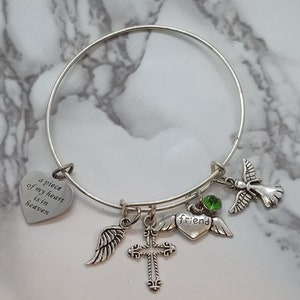 A piece of my heart is in heaven - Memorial Bracelet for loss of Friend - Sympathy Gift - Funeral Gift