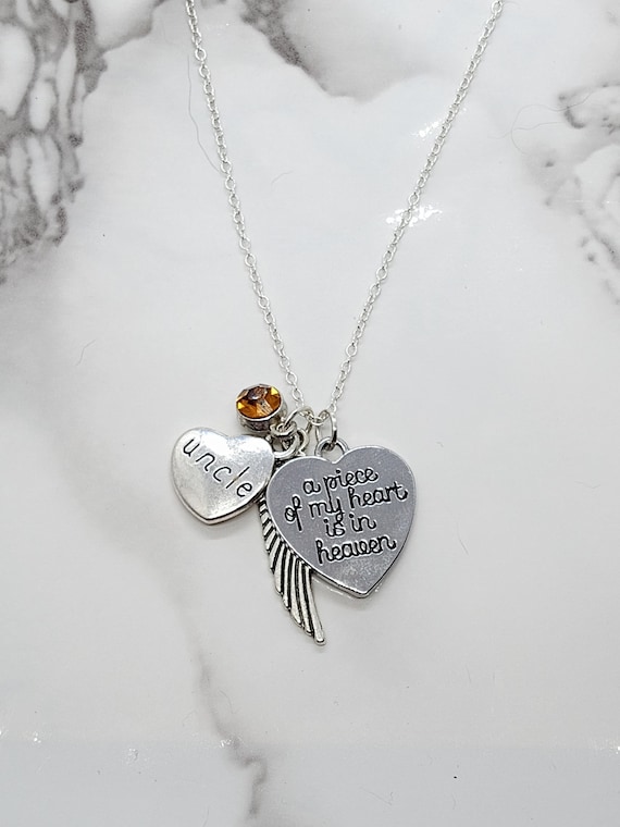 A Piece of My Heart is in Heaven Memorial Necklace for loss of Uncle  Sympathy Gift Memorial Gift