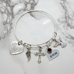 You are always in my heart - Memorial Bracelet - Sympathy Gift - Funeral Gift  with initials and birthstone