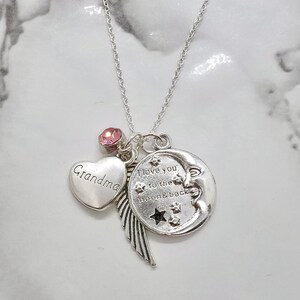 I love you to the moon and back - Memorial Necklace for loss of Grandma with birthstone – Sympathy Funeral Remembrance Gift