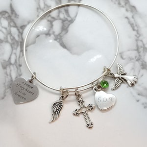 A piece of my heart is in heaven - Memorial Bracelet for loss of Son  Sympathy Gift - Funeral Gift