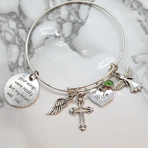 Your wings were ready, but my heart was not - Memorial Bracelet for loss of Wife - Sympathy Gift - Funeral Gift