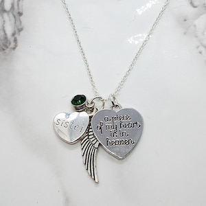 A Piece of My Heart is in Heaven - Memorial Necklace for loss of Sister - Sympathy Gift - Memorial Gift