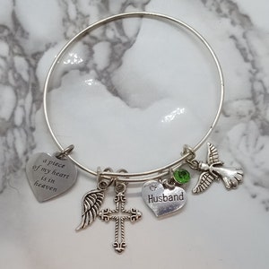 A piece of my heart is in heaven - Memorial Bracelet for loss of Husband - Sympathy Gift - Funeral Gift