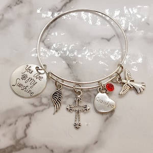 You are my sunshine - Memorial Bracelet - Sympathy Bereavement Funeral - loss of grandpa grandfather **FREE SHIPPING