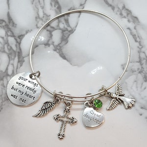 Your wings were ready, but my heart was not - Memorial Bracelet for loss of Granddaughter - Sympathy Gift - Funeral Gift