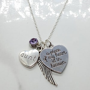 A Piece of My Heart is in Heaven - Memorial Necklace for loss of Aunt - Sympathy Gift - Memorial Gift