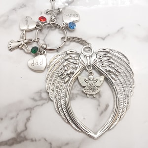 Angels watching over me - Memorial Keyring - Sympathy Gift - Funeral Gift - Cremation - Loss - Grief -Choose from names below
