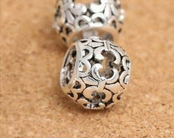 Fleur de lys / lis /lily flower spacer bead. Scouts. Openwork. Solid 925 sterling silver. For European style charm bracelets