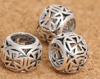 Templar / Maltese CROSS spacer bead. Openwork. Solid 925 sterling silver. For European style charm bracelets.