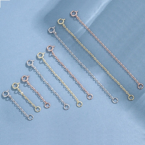 Cadena seguridad/extensor-anillo muelle-plata de ley 925.27-97mm.oro p/oro rosa p